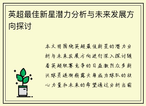 英超最佳新星潜力分析与未来发展方向探讨